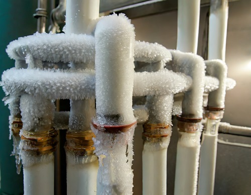 frost build up on the pipes of a commercial refrigerator