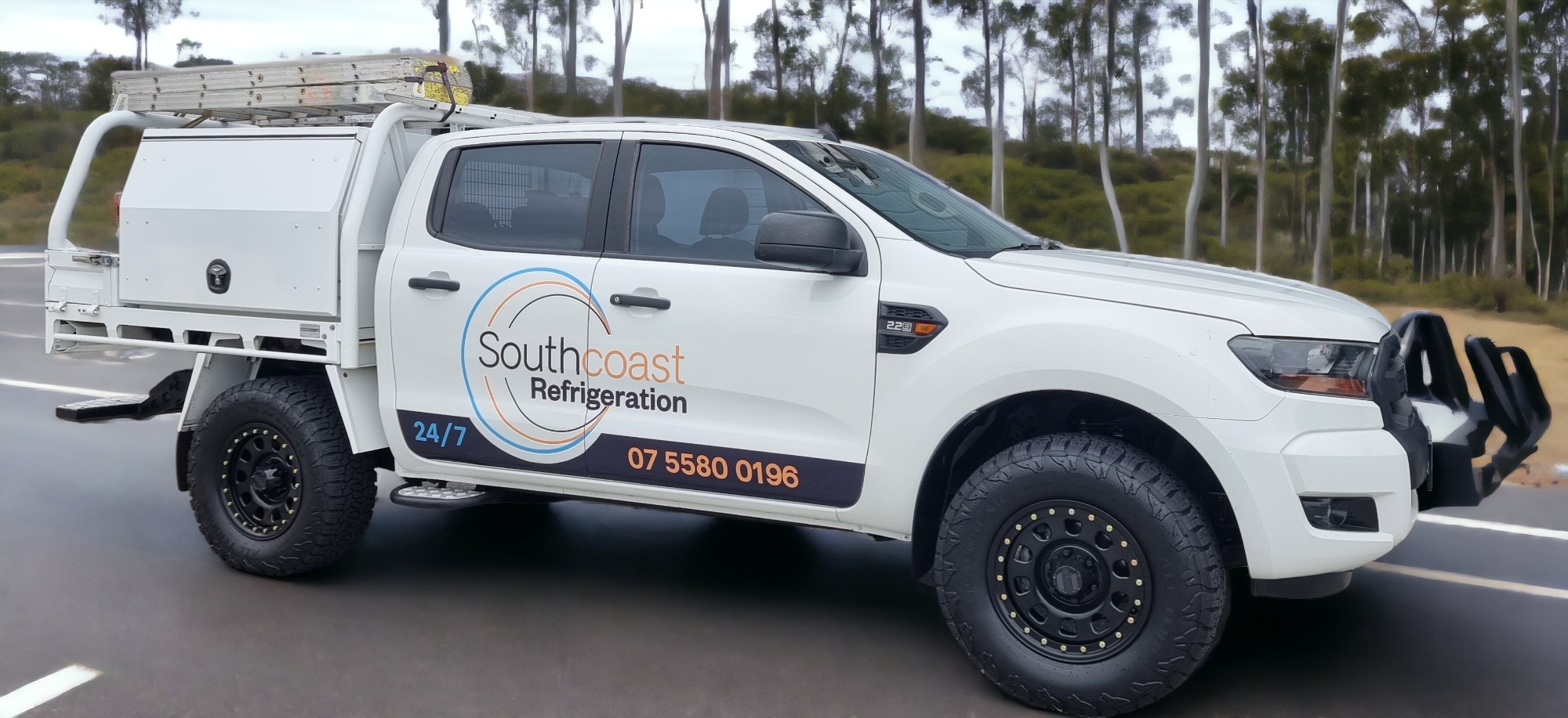 Our Southcoast Commercial Refrigeration Ute on a Gold Coast road